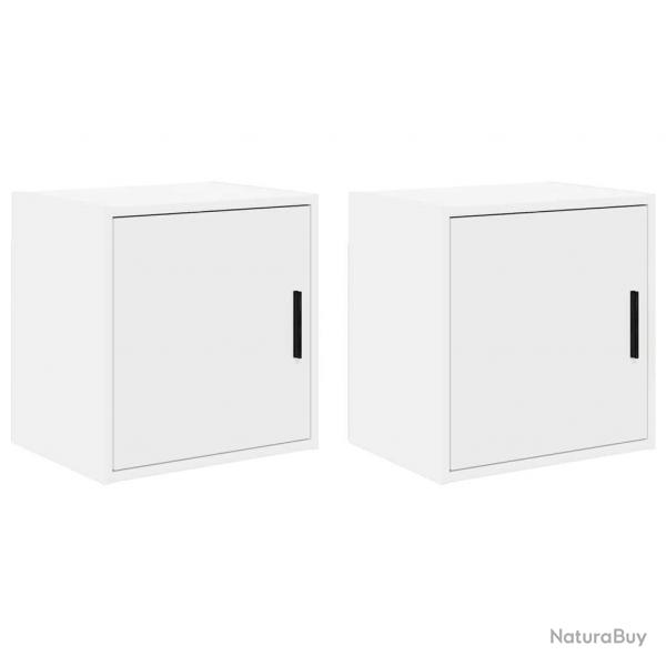 Armoires murales de garage 2 pcs blanc bois d'ingnierie alsavelo