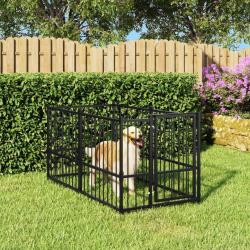 Chenil pour chien Noir 193,5x97x100 cm Acier alsavelo