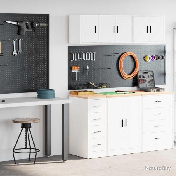 Armoires de garage 2 pcs blanc bois d'ingnierie alsavelo