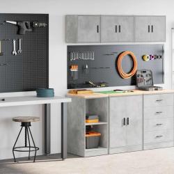 Armoires de garage 2 pcs gris béton bois d'ingénierie alsavelo
