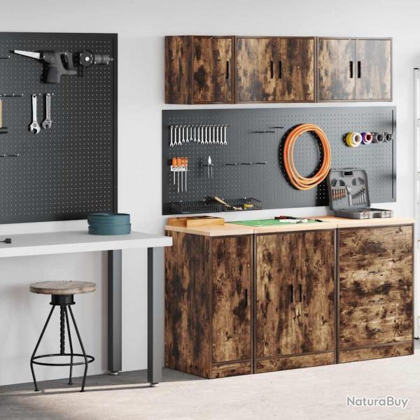 Armoires de garage 2 pcs chne fum bois d'ingnierie alsavelo