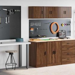 Armoires de garage 2 pcs chêne marron bois d'ingénierie alsavelo