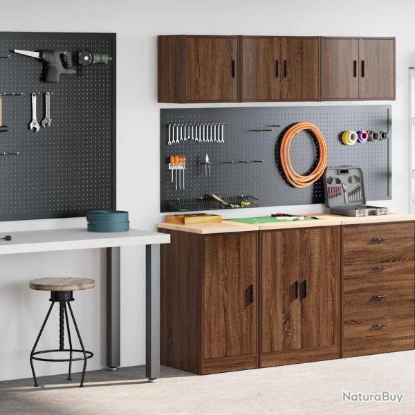 Armoires de garage 2 pcs chne marron bois d'ingnierie alsavelo