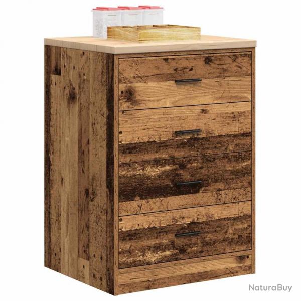 Armoire de rangement de garage vieux bois 60x51x85 cm bois pin alsavelo
