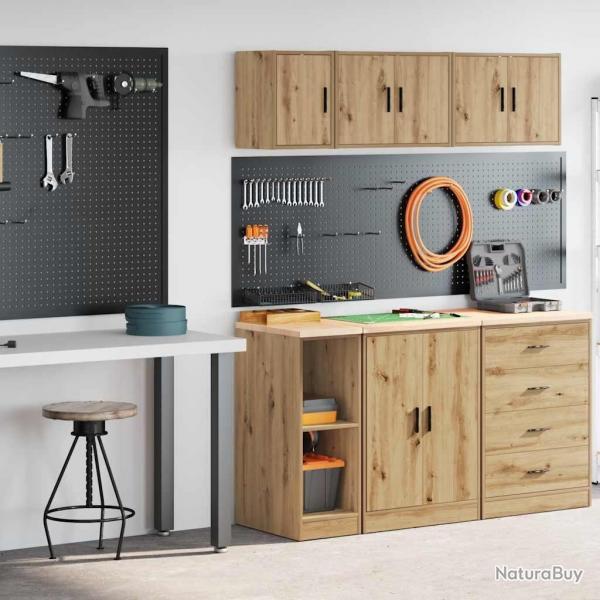 Armoires garage 2 pcs chne artisanal bois d'ingnierie alsavelo