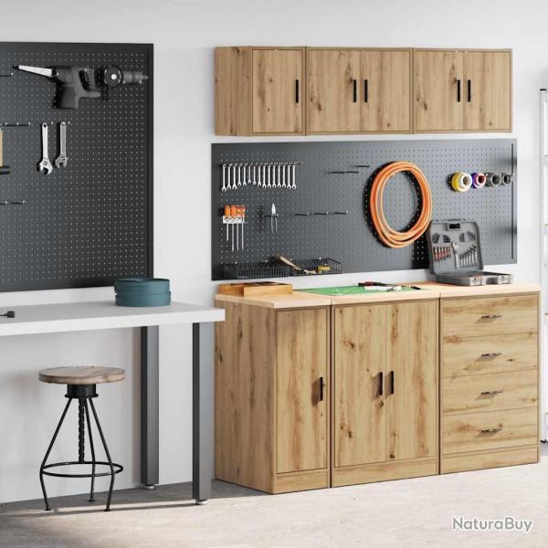 Armoires garage 2 pcs chne artisanal bois d'ingnierie alsavelo