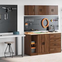 Armoires de garage 2 pcs chêne marron bois d'ingénierie alsavelo