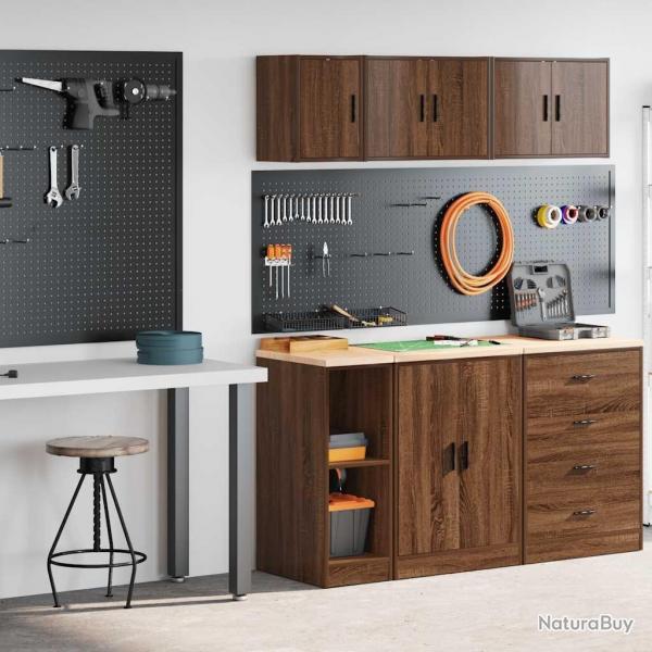 Armoires de garage 2 pcs chne marron bois d'ingnierie alsavelo