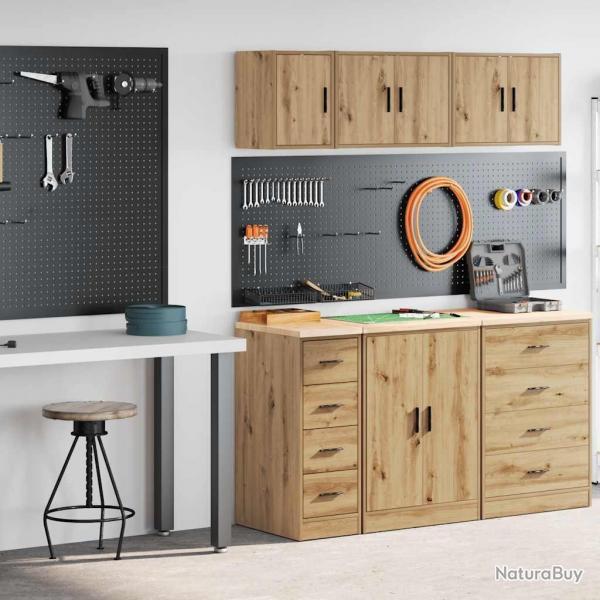 Armoires garage 2 pcs chne artisanal bois d'ingnierie alsavelo