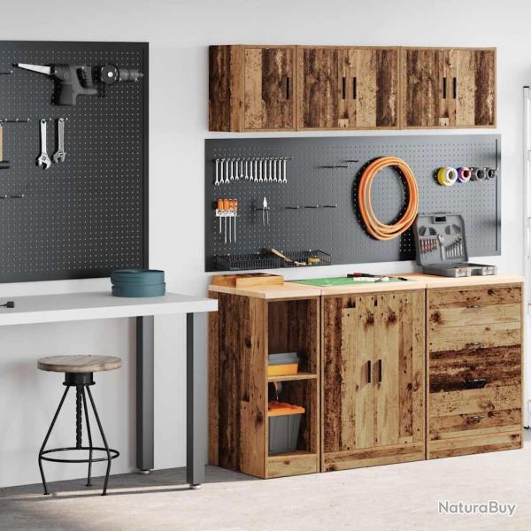 Armoires de garage 2 pcs vieux bois bois d'ingnierie alsavelo