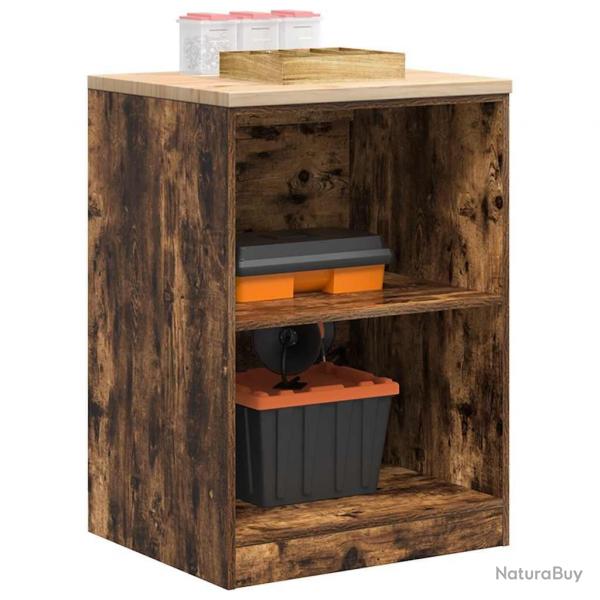 Armoire de rangement de garage chne fum 60x51x85 cm bois pin alsavelo