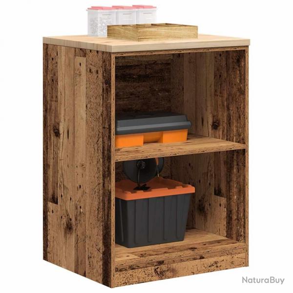 Armoire de rangement de garage vieux bois 60x51x85 cm bois pin alsavelo