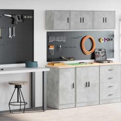 Armoires de garage 2 pcs gris béton bois d'ingénierie alsavelo