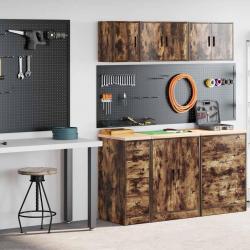 Armoires de garage 2 pcs chêne fumé bois d'ingénierie alsavelo