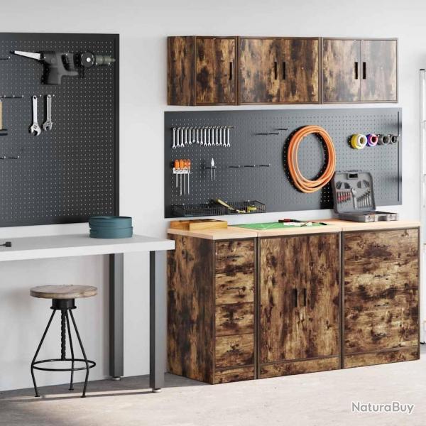 Armoires de garage 2 pcs chne fum bois d'ingnierie alsavelo