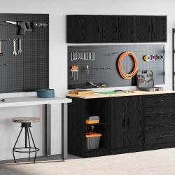 Armoires de garage 2 pcs noir bois d'ingénierie alsavelo