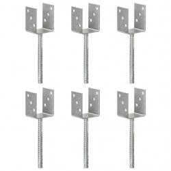 Piquets de clôture 6 pcs Argenté 8x6x30 cm Acier galvanisé alsavelo