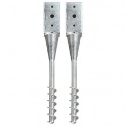 Piquets au sol 2 pcs Argenté 7x7x56 cm Acier galvanisé alsavelo