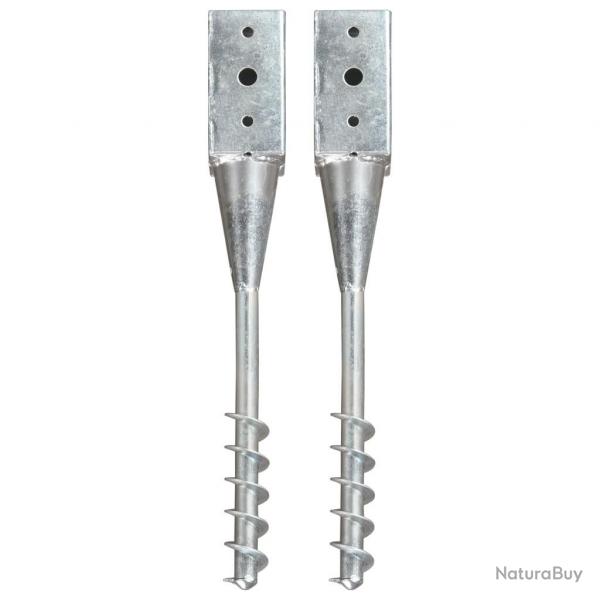 Piquets au sol 2 pcs Argent 7x7x56 cm Acier galvanis alsavelo