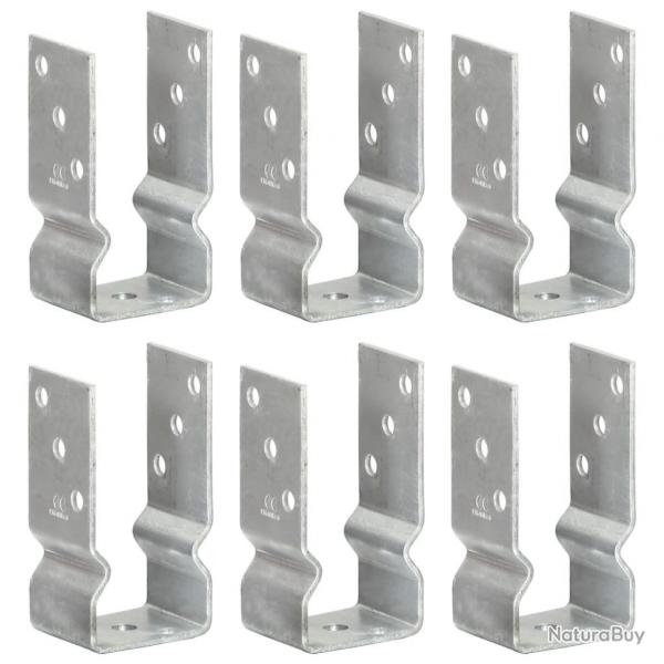 Piquets de clture 6 pcs Argent 7x6x15 cm Acier galvanis alsavelo