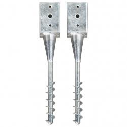 Piquets au sol 2 pcs Argenté 9x9x56 cm Acier galvanisé alsavelo