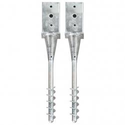 Piquets au sol 2 pcs Argenté 8x8x57 cm Acier galvanisé alsavelo