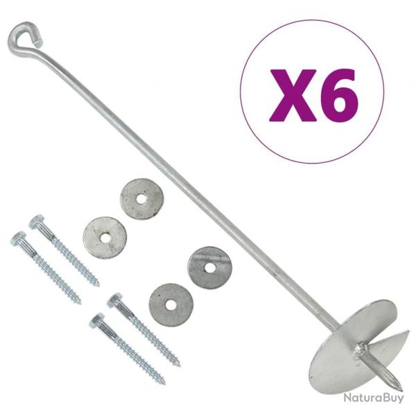 Ancres de terre 6 pcs 10x60 cm Mtal galvanis alsavelo
