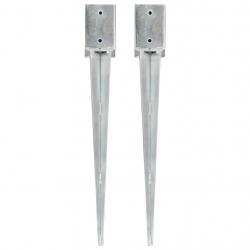 Piquets au sol 2 pcs Argenté 9x9x75 cm Acier galvanisé alsavelo
