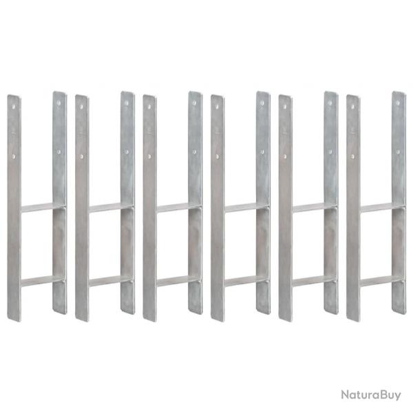 Piquets de clture 6 pcs Argent 14x6x60 cm Acier galvanis alsavelo