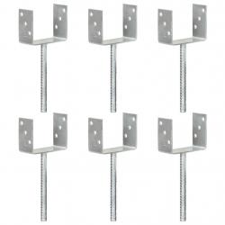 Piquets de clôture 6 pcs Argenté 12x6x30 cm Acier galvanisé alsavelo
