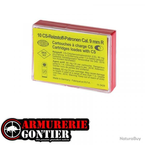 Bote de 10 cartouches WADIE 9 mm RK  gaz CS