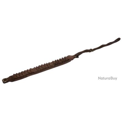 CARTOUCHIÈRE EN CUIR VIEILLI 20 TUBES, DOUBLÉ CUIR AVEC RABAT - Cartouchières ceinture de chasse (14759052