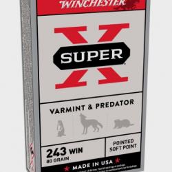 Balles WINCHESTER Super X Power Point 243win 80gr 5.18G PAR 20