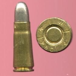 6.5 mm Bergmann nA avec gorge Mle 1896 - RARE - marquage : H/*/K&C/*/ - balle nickel
