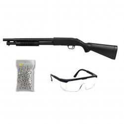 Pack airsoft Fusil à pompe SWAT / Modèle à Ressort / Plastique et Métal / Livré avec Accessoires