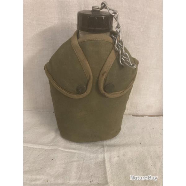 gourde militaire alu, trs ancienne entoure de toile