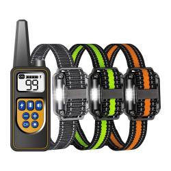 Collier de dressage pour 3 chiens avec télécommande étanche IP67, 1600M- LIVRAISON GRATUITE !!