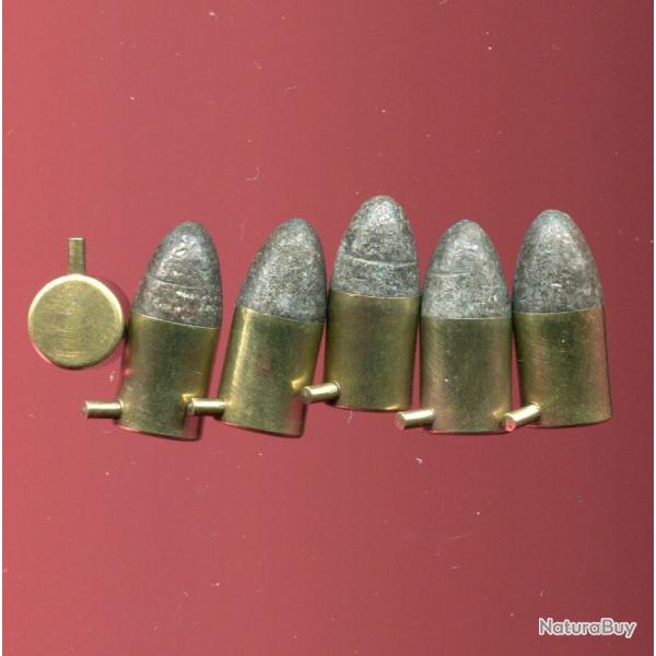 Lot de 6 cartouches 12 mm  Broche pour Revolver Lefaucheux - tui laiton