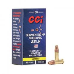 50 Munitions CCI 22LR SUBSONIC SEGMENTED HP 40 grains