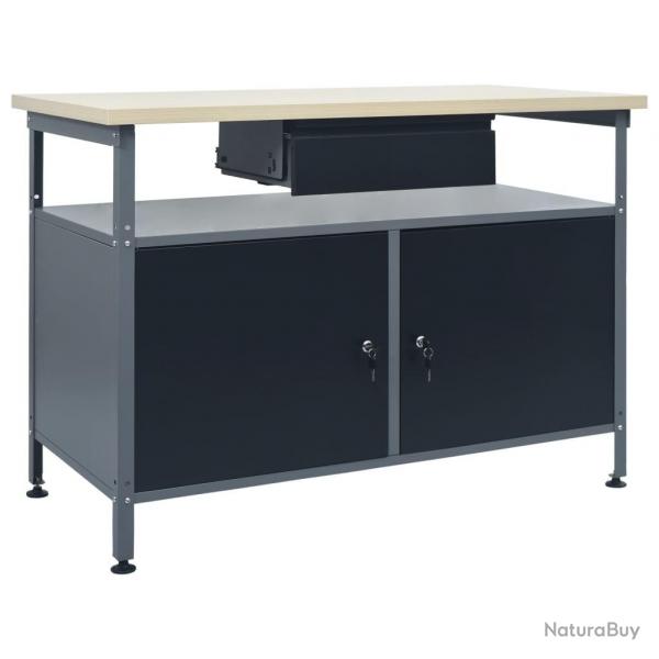 tabli Noir 120x60x85 cm Acier alsavelo