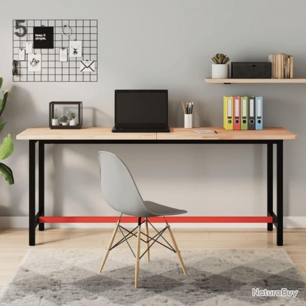 Établi 180x55x81,5 cm bois massif de hêtre et métal alsavelo