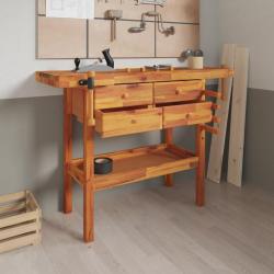 Établi avec tiroirs et étaux 124x52x83 cm Bois massif d'acacia alsavelo