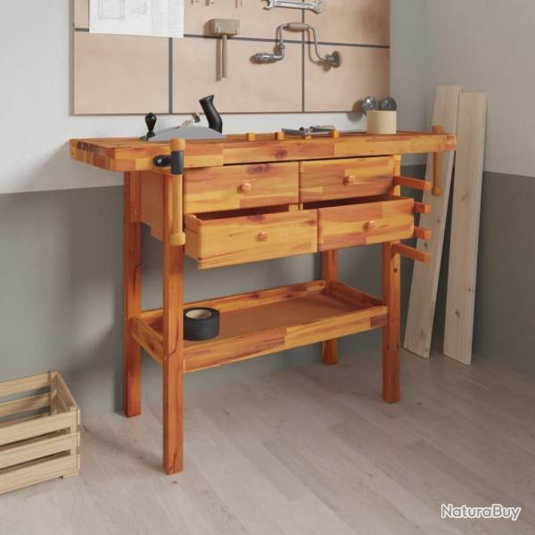 tabli avec tiroirs et taux 124x52x83 cm Bois massif d'acacia alsavelo