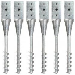 Piquets au sol 6 pcs Argenté 7x7x56 cm Acier galvanisé alsavelo