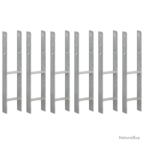Piquets de clture 6 pcs Argent 12x6x60 cm Acier galvanis alsavelo