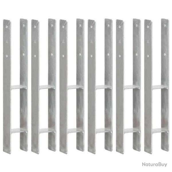 Piquets de clture 6 pcs Argent 8x6x60 cm Acier galvanis alsavelo