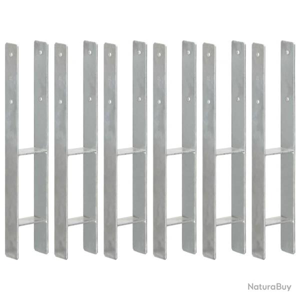 Piquets de clture 6 pcs Argent 9x6x60 cm Acier galvanis alsavelo