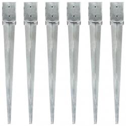 Piquets au sol 6 pcs Argenté 10x10x91 cm Acier galvanisé alsavelo