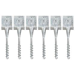 Piquets au sol 6 pcs Argenté 14x14x58 cm Acier galvanisé alsavelo