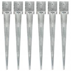 Piquets au sol 6 pcs Argenté 12x12x89 cm Acier galvanisé alsavelo